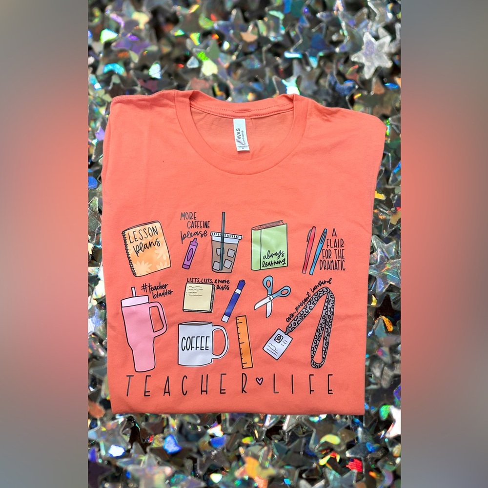Orange Short Sleeve Teacher Life Tee